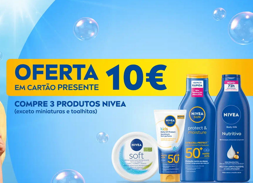 Campanha NIVEA: recebe 10€ em voucher