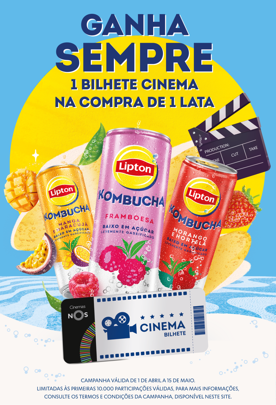 Bilhete de cinema NOS à borla com Lipton Kombucha